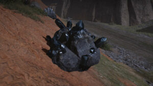 Once Human Tungsten Ore: A picture of a tungsten ore deposit in a rock from the Once Human game.