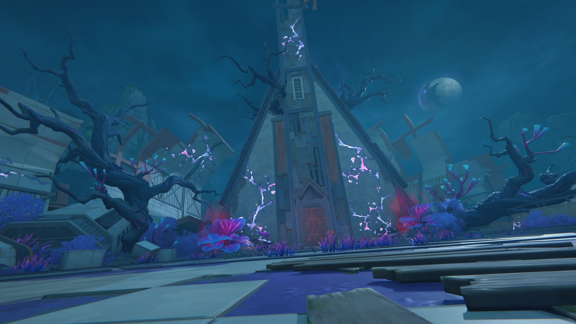 enless Zone Zero shows a mysterious building under the moonlight