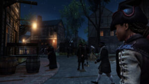 Aveline de Grandpré walks through a colonial street at night in Assassin’s Creed Liberation, blending into the busy crowd