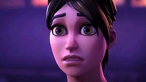 Close up of OG Fortnite girl character