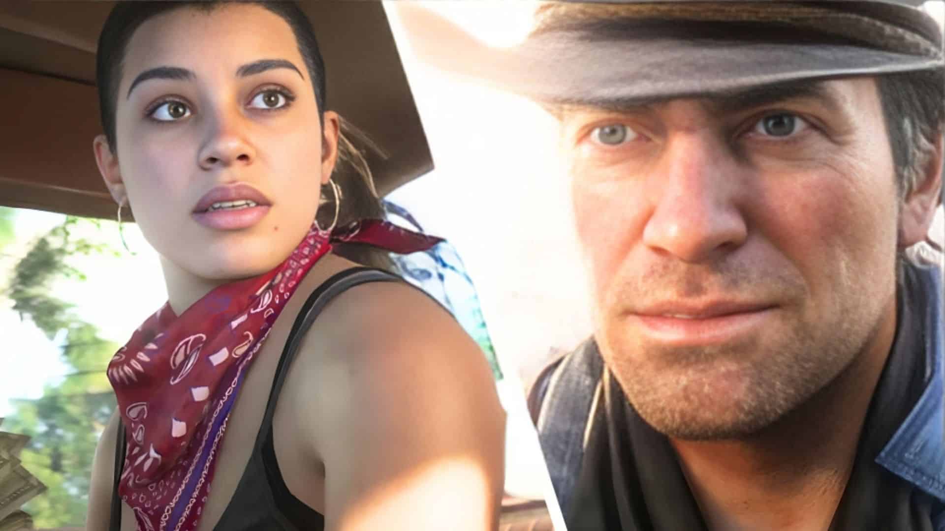 GTA 6 Lucia next to Red Dead Redemption 2 Arthur Morgan