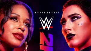 Rhea Ripley and Bianca Belair WWE 2K24 Deluxe edition cover