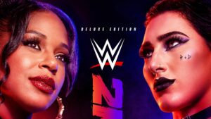 Rhea Ripley and Bianca Belair WWE 2K24 Deluxe edition cover