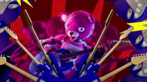 Fortnite pink bear skin playing guitar
