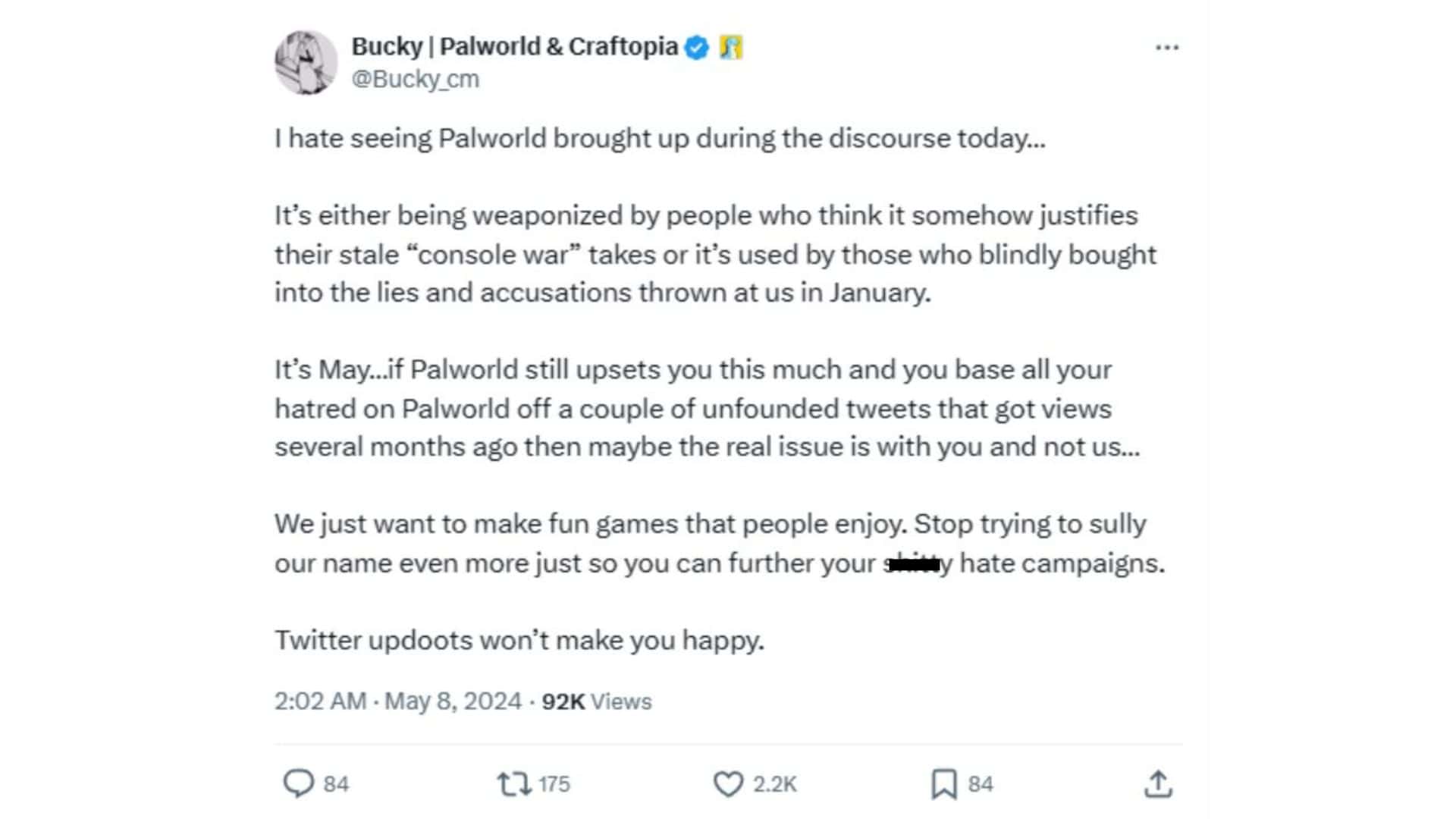 Palworld community manager Twitter post 1