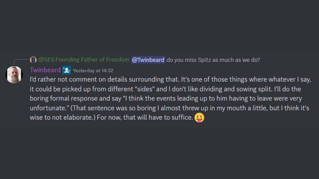 Helldivers 2 Twinbeard Discord post about Spitz 2