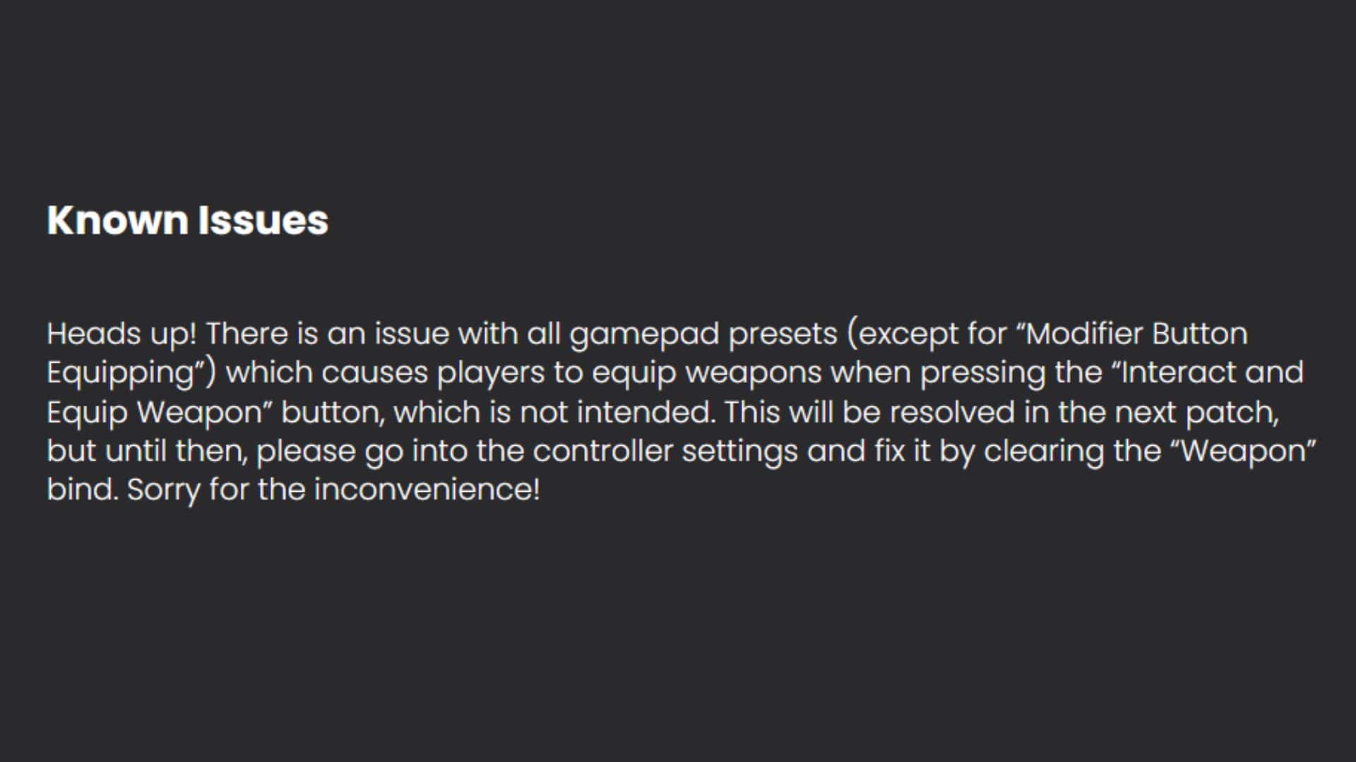 The Finals update 2.8.0 known issue