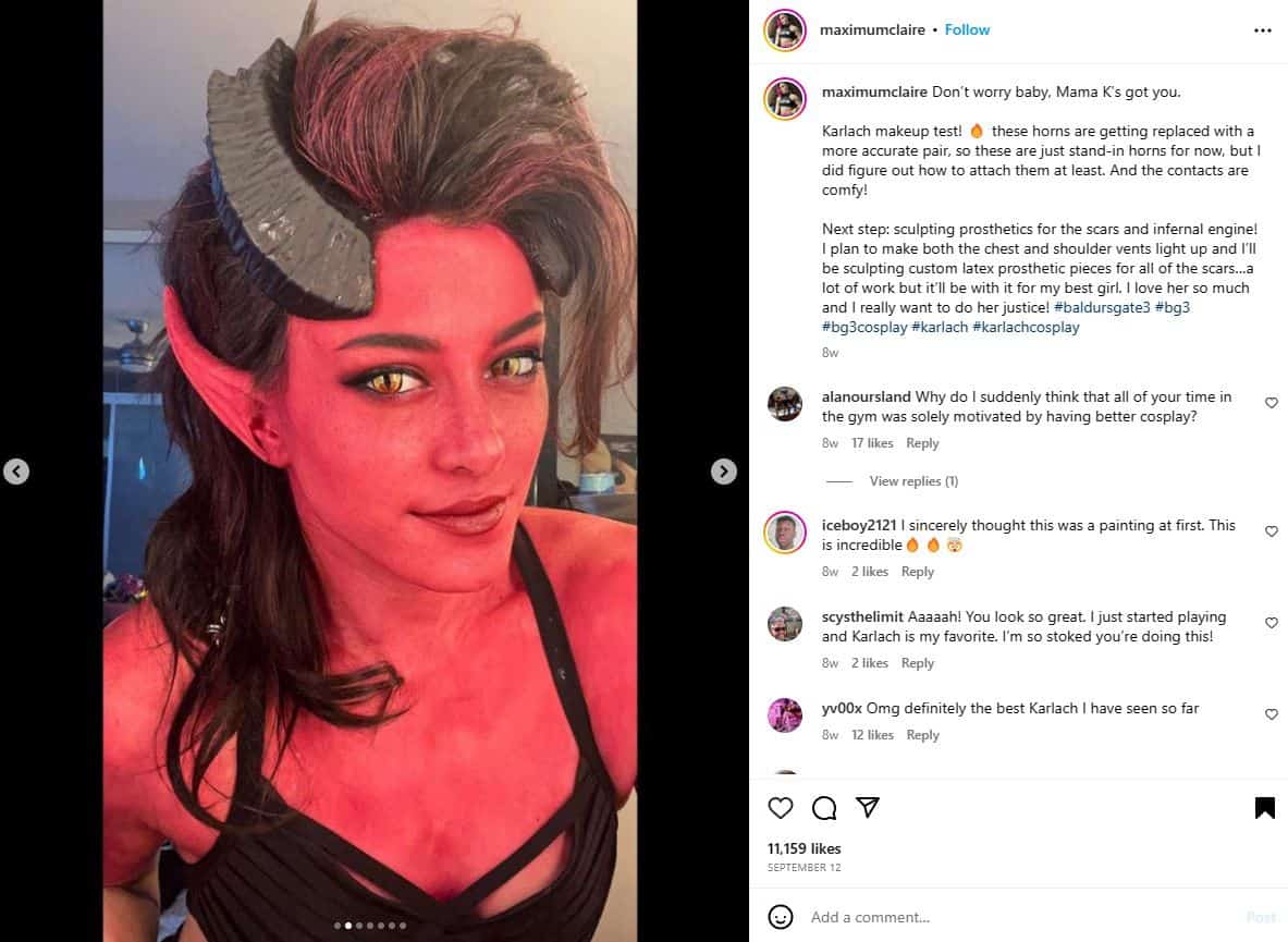 Instagram maximumclaire Karlach cosplay