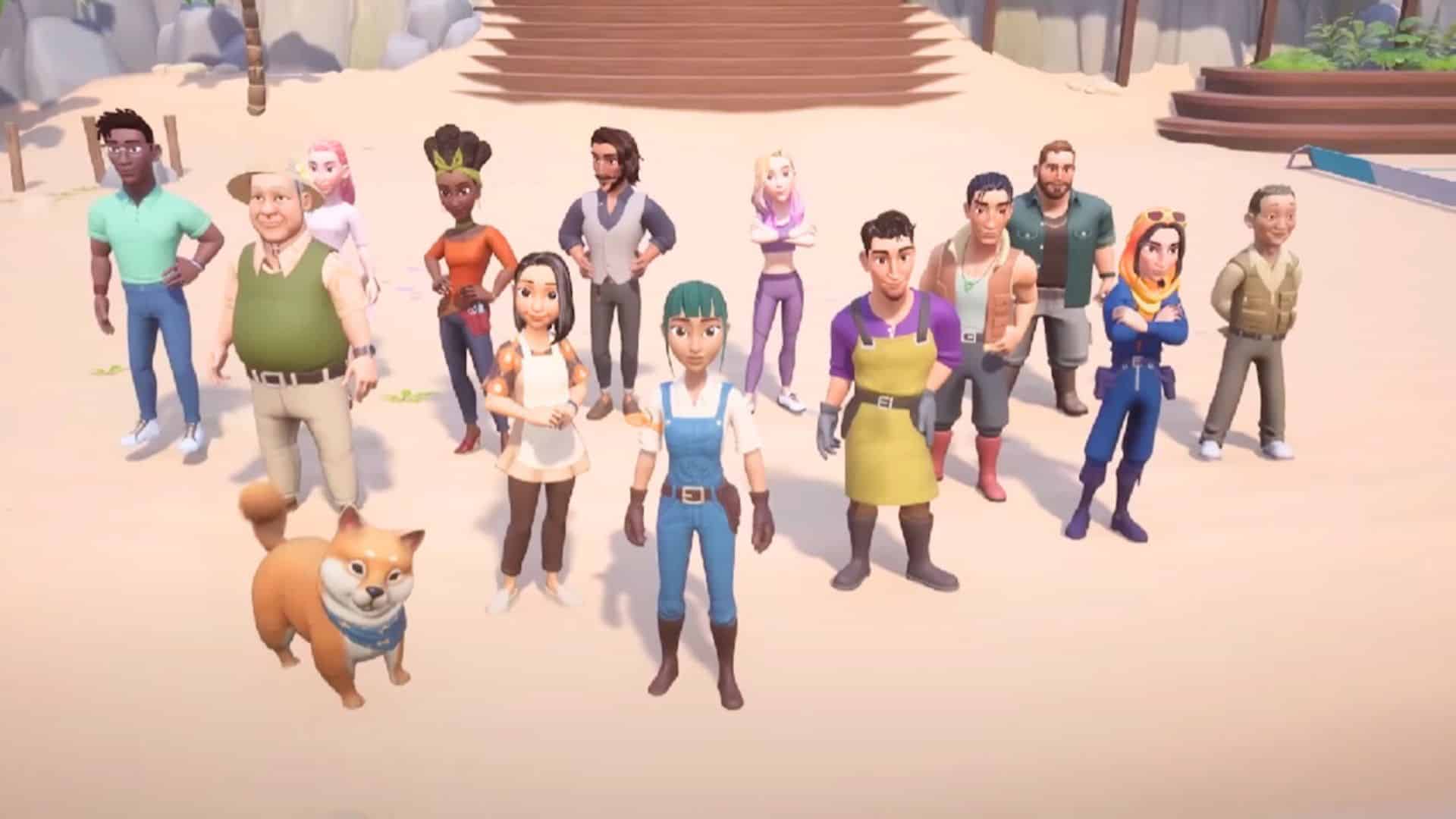 Coral Island characters grouped together on beach