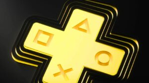 PS Plus logo against black background