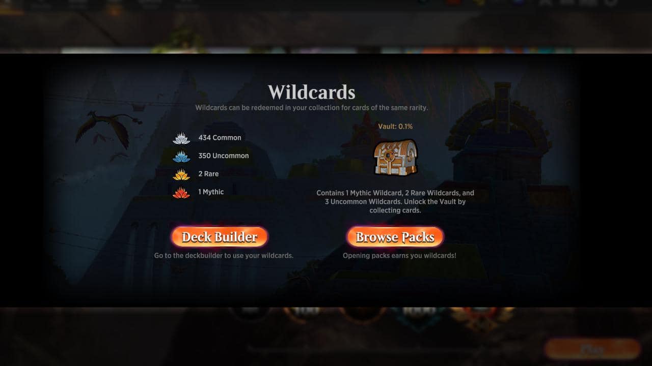 A screen shot showcasing the best ways to get wildcards on the wildcards screen.