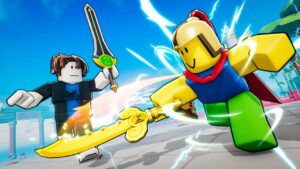 Weapon Fighting Simulator codes: Two characters fighting with swords.