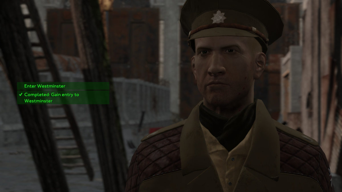 Westminster Fallout London. conversation with a guard.