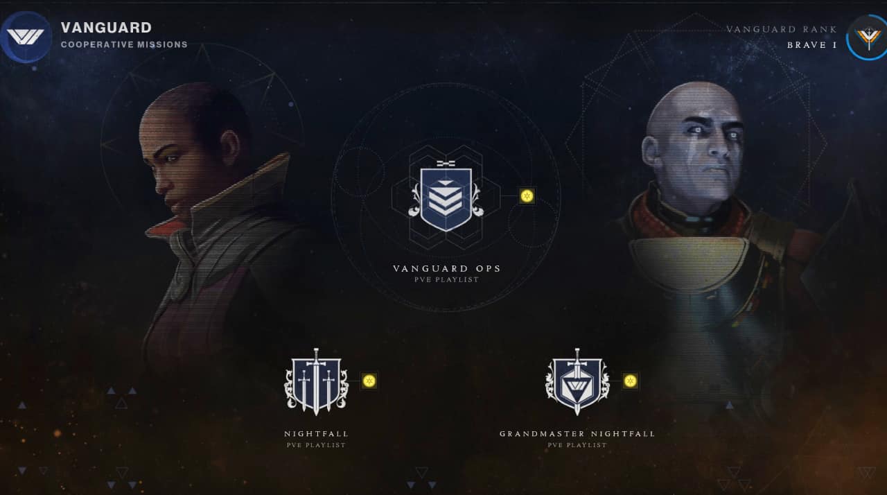 When do Grandmaster Nightfall strikes start for Season of The Deep: The Vanguard Operations main menu screen.