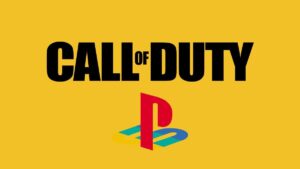 Call of Duty logo on yellow background.