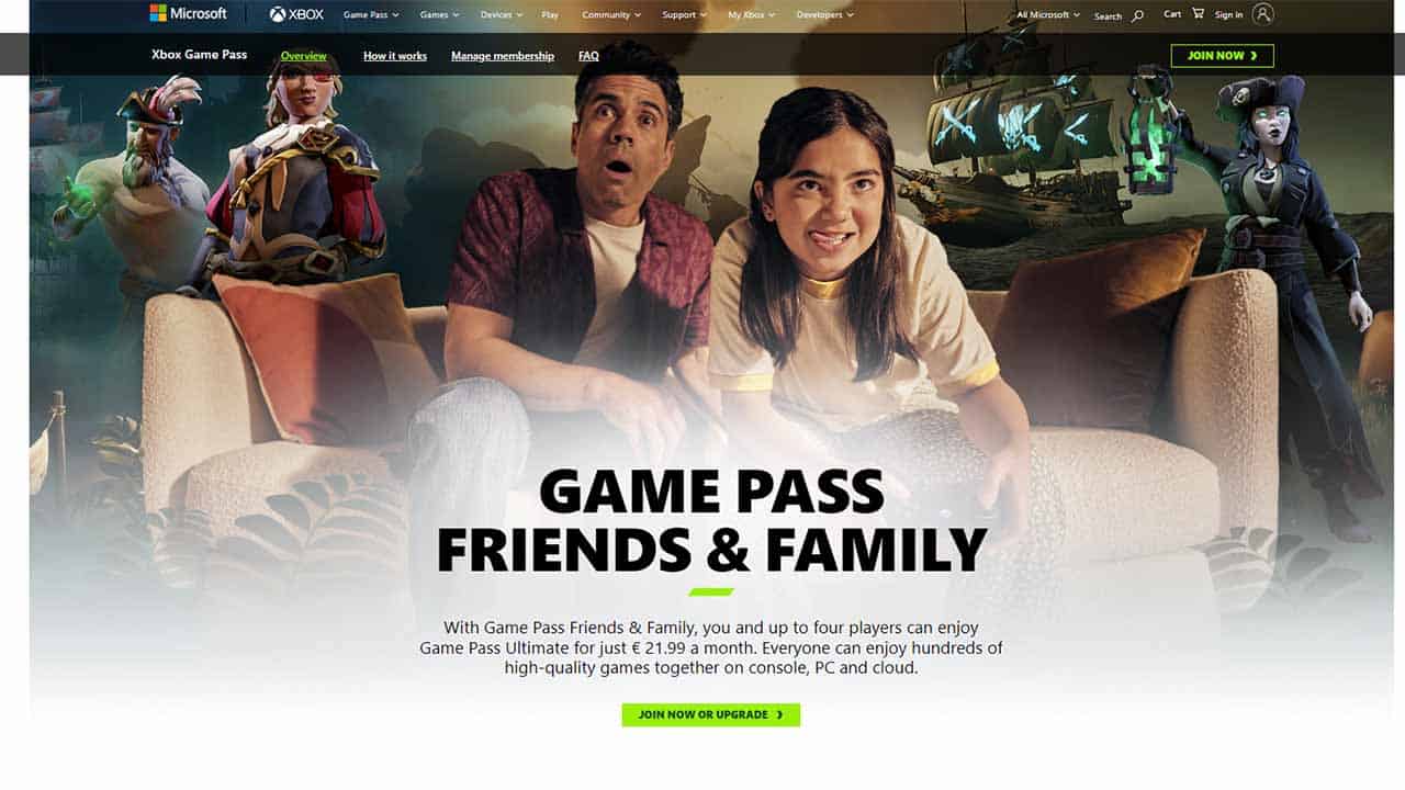 Xbox Game Pass Friends & Family Price & Details