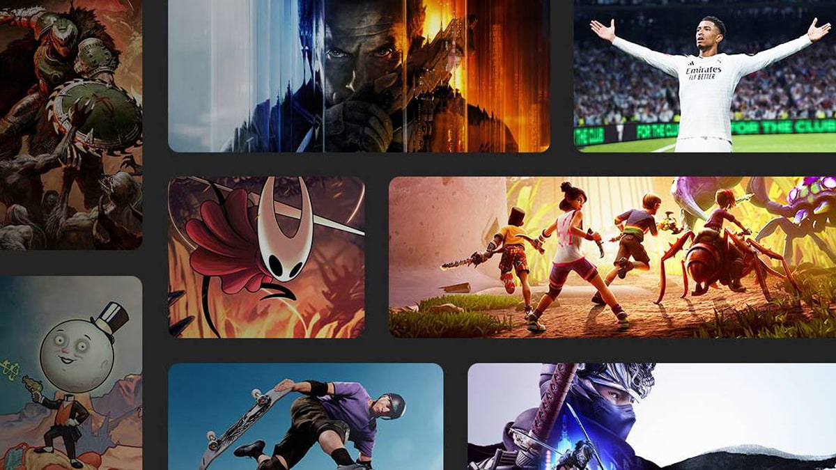 Collage of various Xbox Game Pass titles showcasing action, sports, and indie games