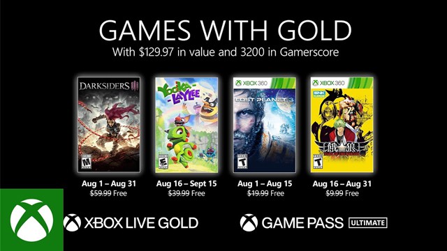 Darksiders 3 and Yooka-Laylee among offerings for Games With Gold in August 2021