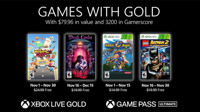 Xbox Games With Gold for November 2021 include Moving Out and Rocket Knight