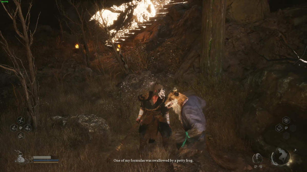 The ginger wolf in the cave near the settlement in Black Myth Wukong's second chapter.