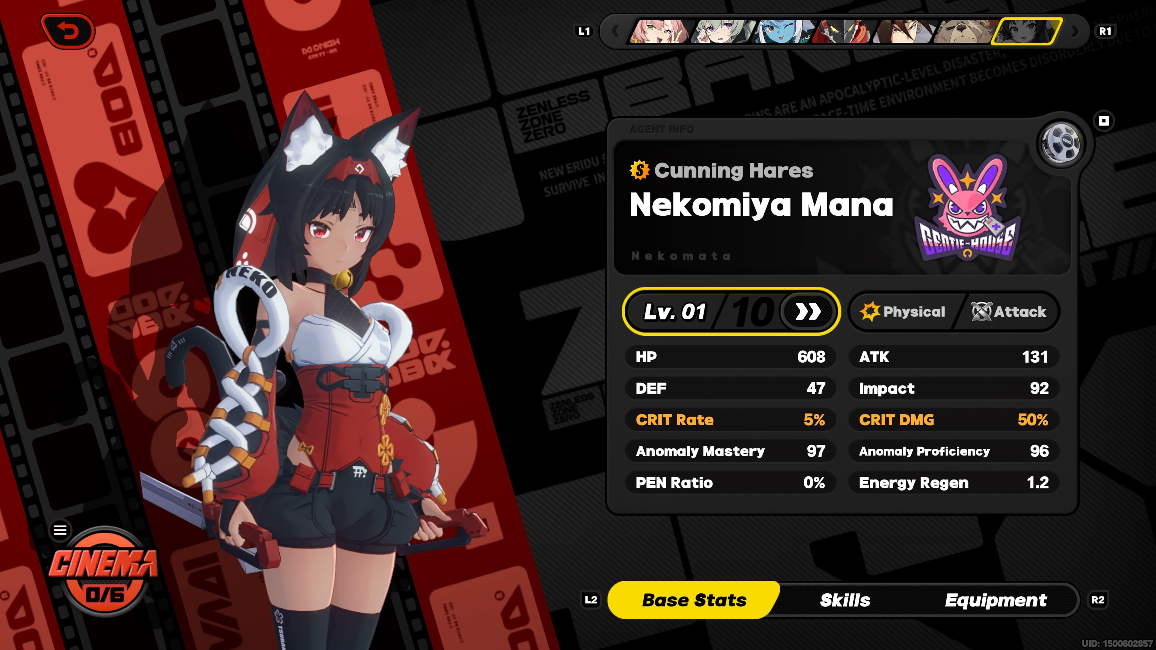 zenless zone zero best team comps - nekomata standing in the menu