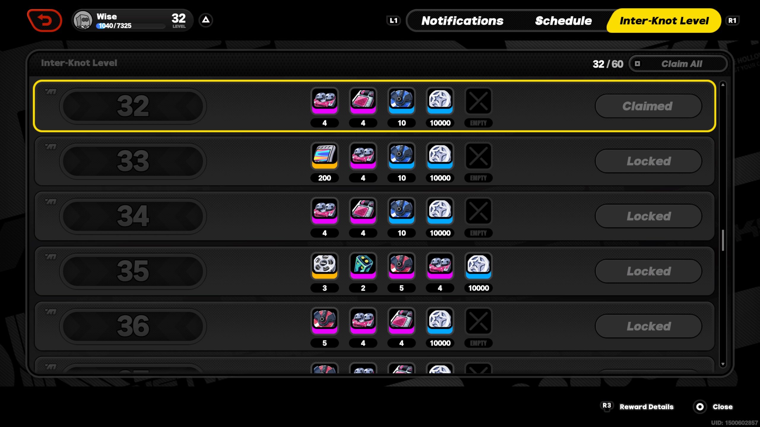 zenless zone zero how to level fast - a menu in zzz showing the inter-knot level