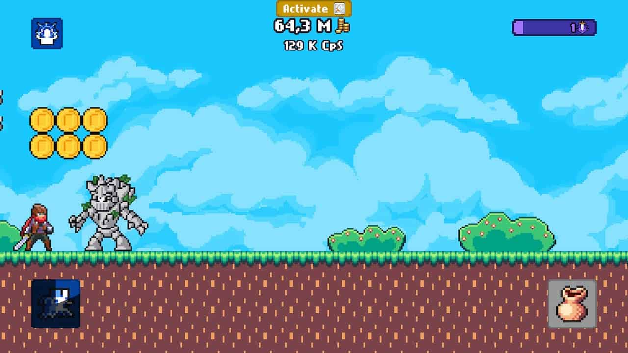 a knight preparing to fight a monster in Idle Slayer