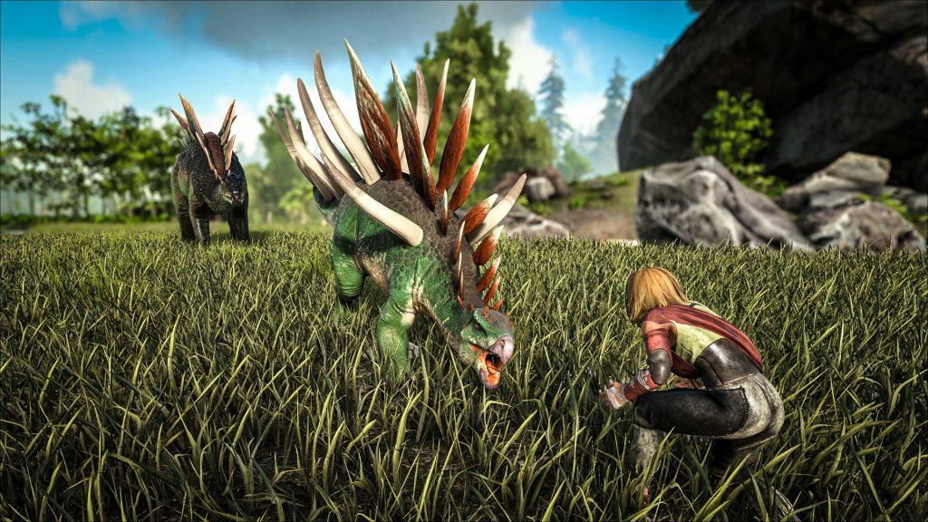 Ark: Survival Evolved launch trailer shows dinosaur riding and a neon-infused prehistoric world