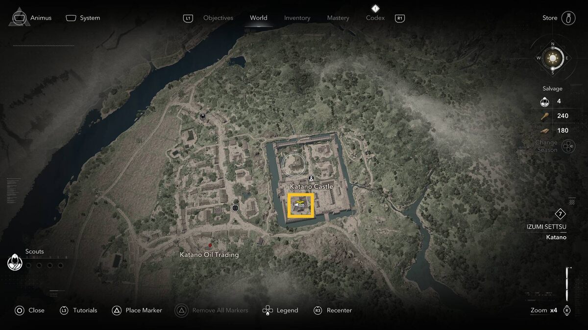 Assassin's Creed Shadows Katano Castle: castle grounds.