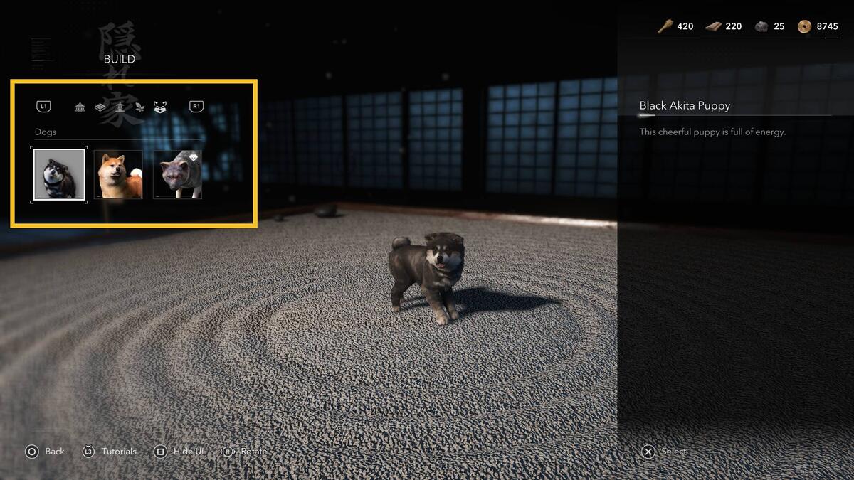 Assassin's Creed Shadows Hideout: Hideout build menu.