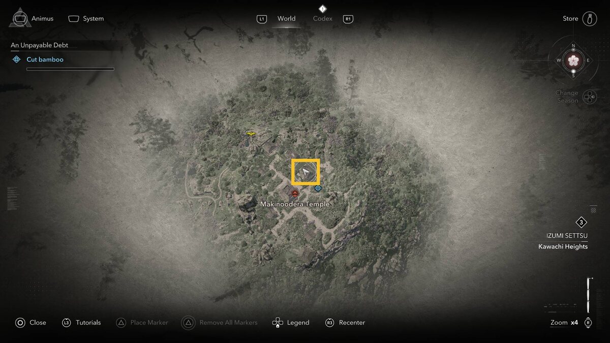 Assassin's Creed Shadows Makinoodera Temple: temple grounds.