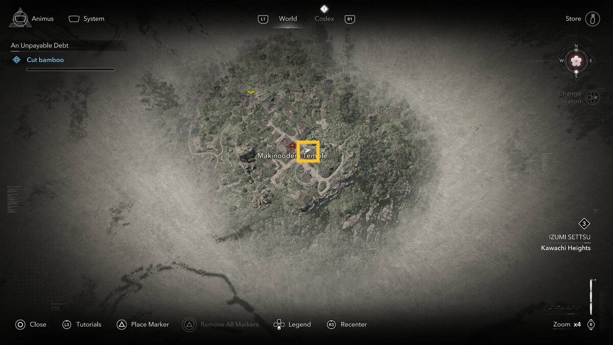 Assassin's Creed Shadows Makinoodera Temple: temple grounds.