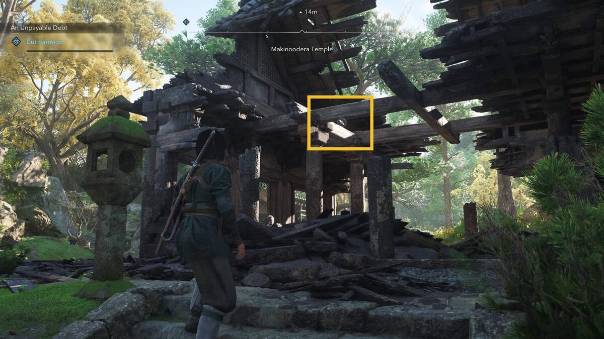 Assassin's Creed Shadows Makinoodera Temple: temple grounds.