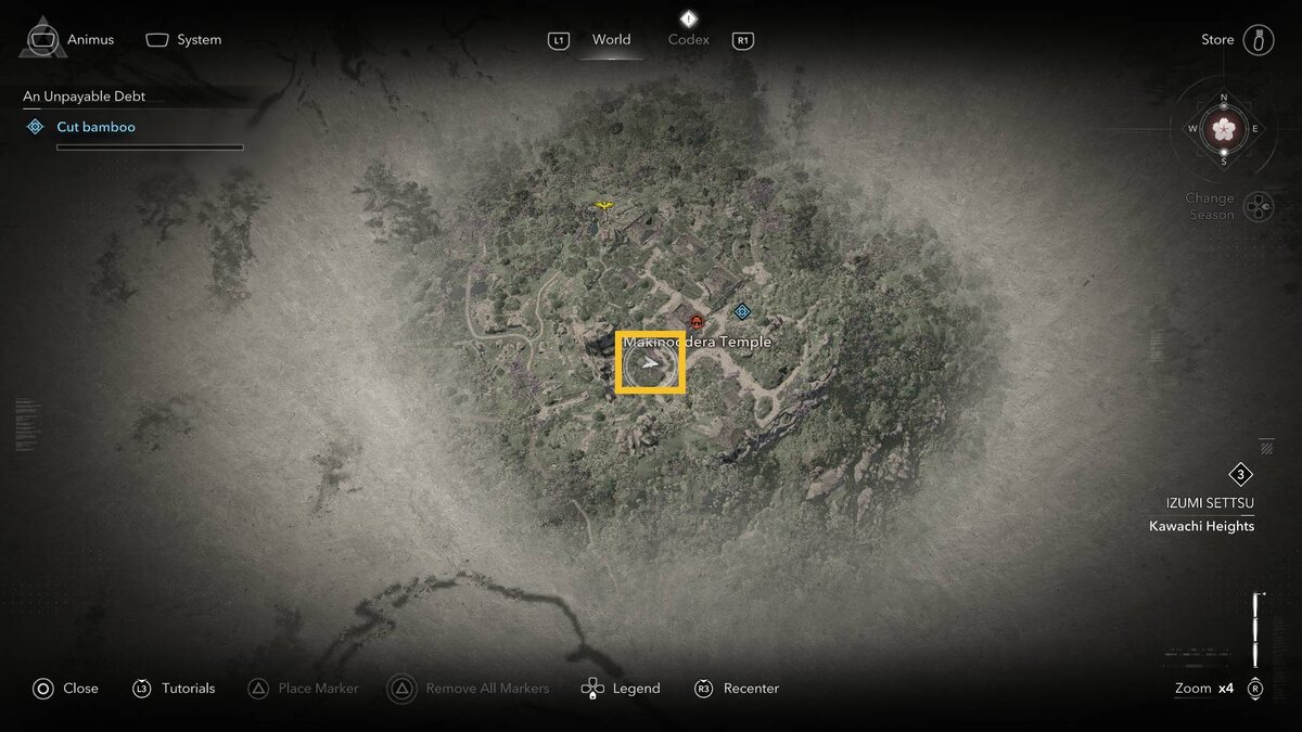 Assassin's Creed Shadows Makinoodera Temple: temple grounds.