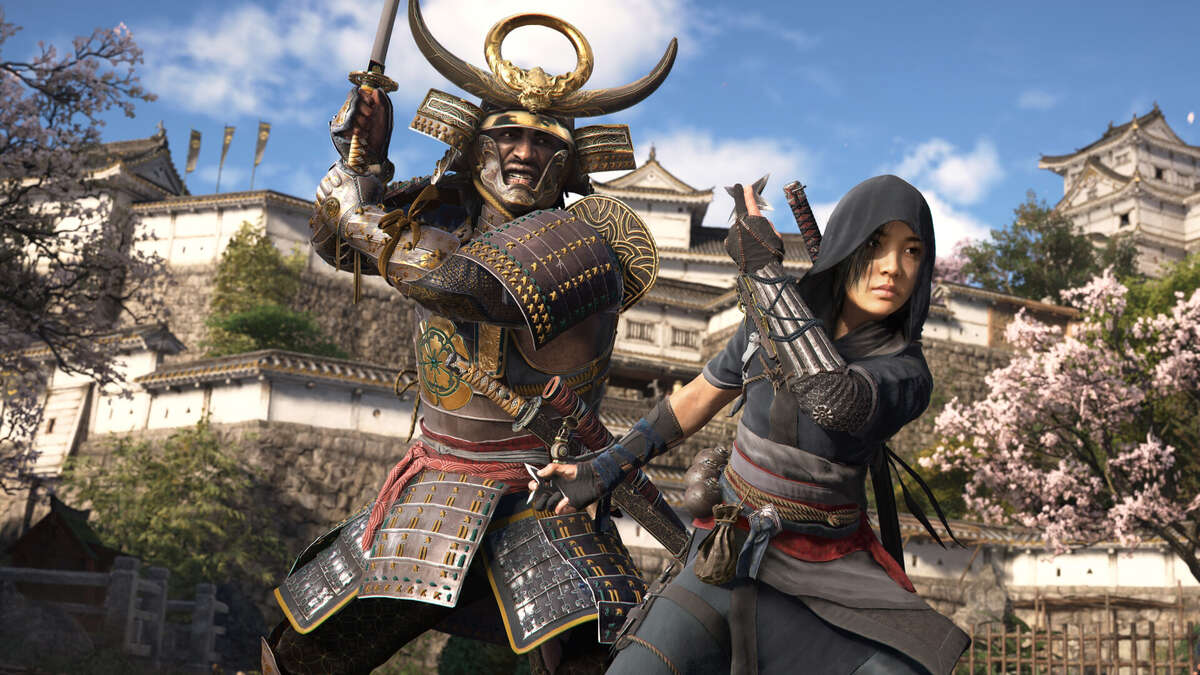Assassin's Creed Shadows pre-order bonus: Yasuke and Naoe.