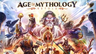 A poster with gods returning in Age of Mythology: Retold.