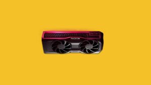 amd rx 7800 xt against a yellow background