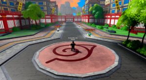 Image of the player preparing to face the Ninja Village bosses in Anime Card Clash on Roblox.