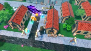 Anime Infinity player on the map, surrounded by houses and other players.