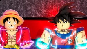 Anime power tycoon codes: Anime power tycoon characters in the game. Image via Roblox.