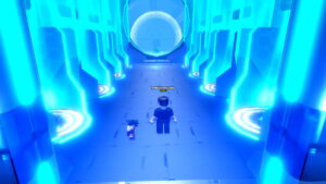 Image of the player standing before the mission portals with his Goku companion in Anime Rangers X on Roblox.