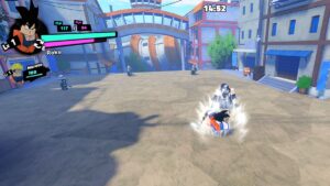 Image of the player using Goku and Naruto to fight enemies in Anime Saga on Roblox.