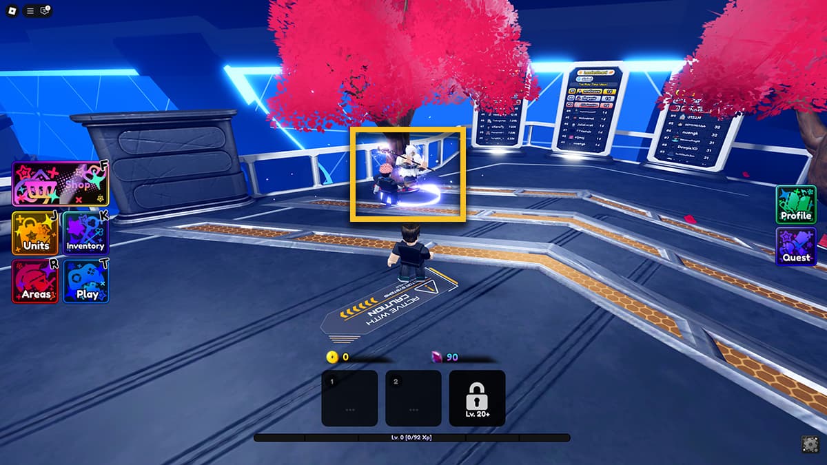 Image of the player approaching Frierin, the code NPC in Anime Saga on Roblox,.