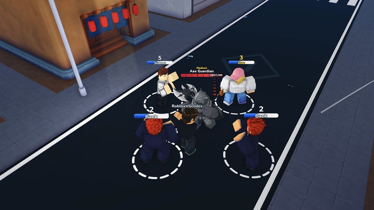 Anime Shadows 2 characters fighting the Axe Guardian.