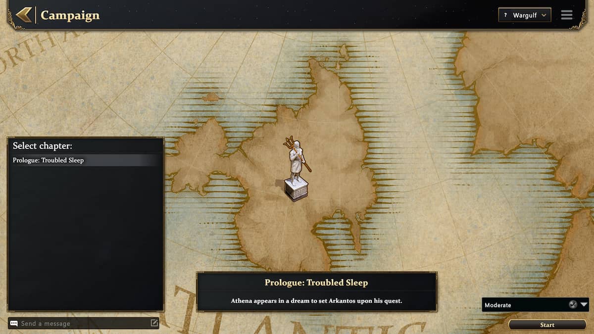 Image of a campaign mission selection screen in Age of Mythology: Retold.