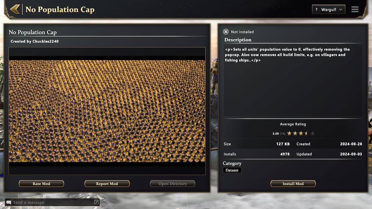 Image of the No Population Cap mod in Age of Mythology: Retold.