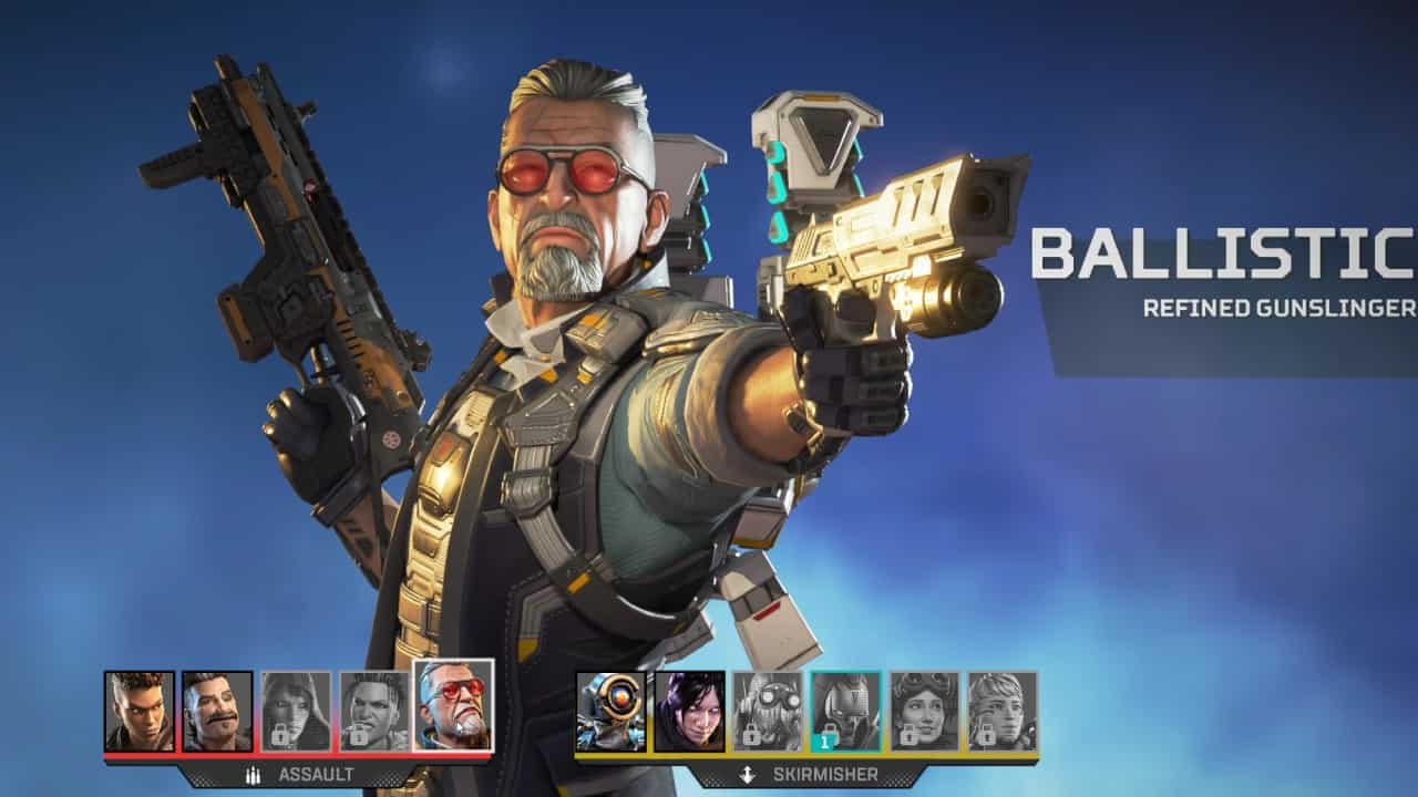 Apex Legends Ballistic - What are his abilities and what’s his story: Ballistic highlighted on the character selection screen.