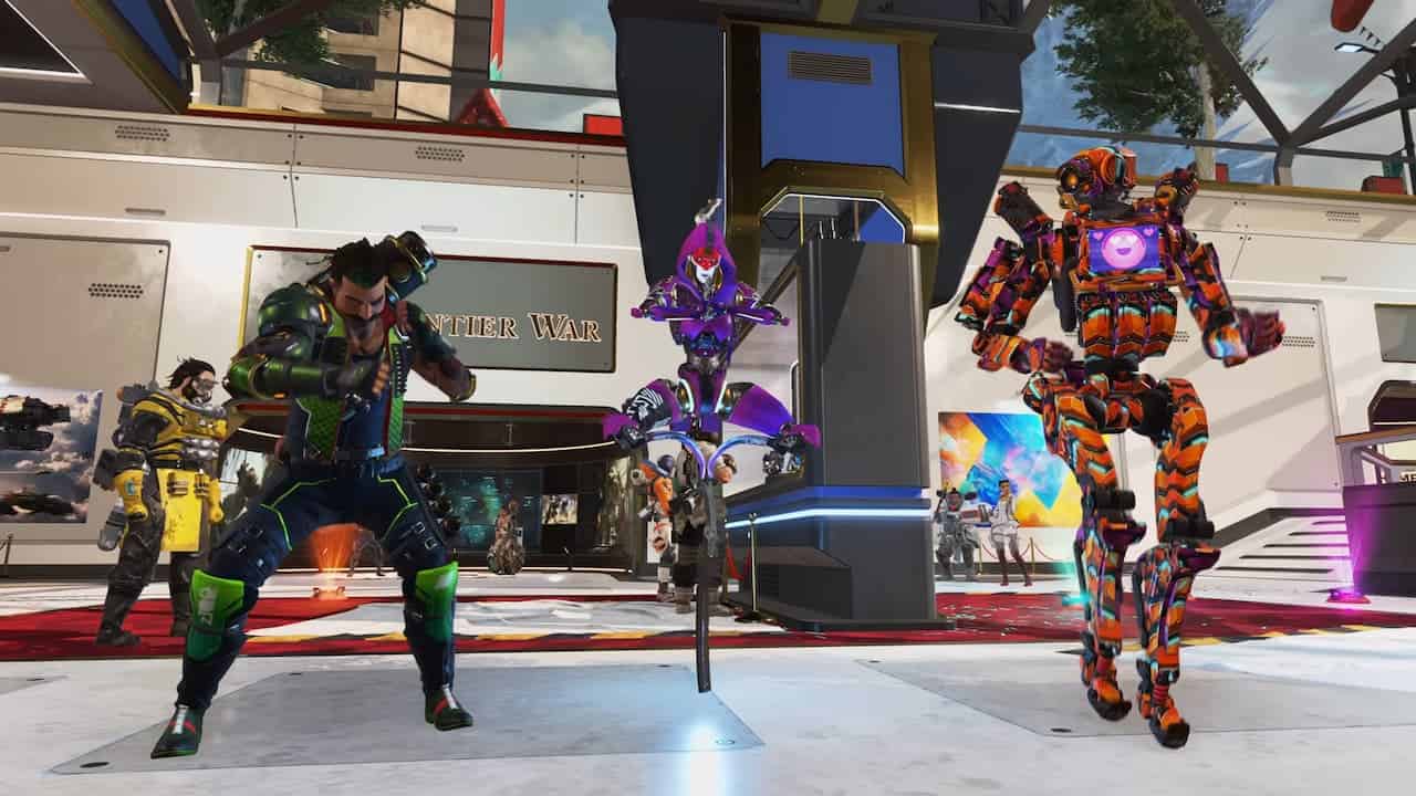 Three Legends showing off the Breakout Battle Pass of Apex Legends
