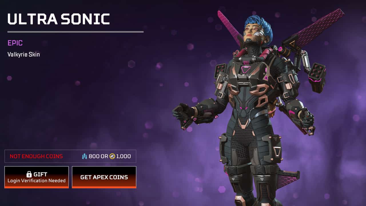 Apex Legends Doppelgangers start time, end time, and Halloween event explained: The Ultra Sonic Valkyrie skin in-menu.