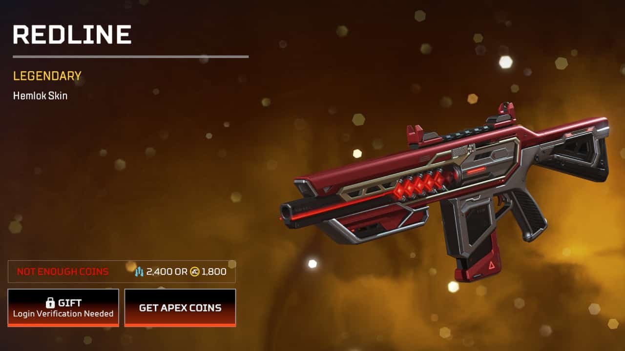 Apex Legends Halloween event rewards and skins: The new Redline skin for the Hemlock.